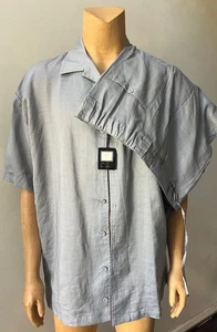 NWT Men’s Linen 2 Piece Button Shirt Lounge Pants Dark Grey Coordinate Set 3XL - Picture 1 of 6