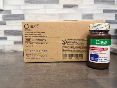 3M, MCKESSON, CURAD, DYNAREX, MEDLINE, CADINAL, CVS, WALGREENS CURAD Iodoform Gauze Packing Strip 1"x 5yds Sterile Wound Medical Dental 12-PACK