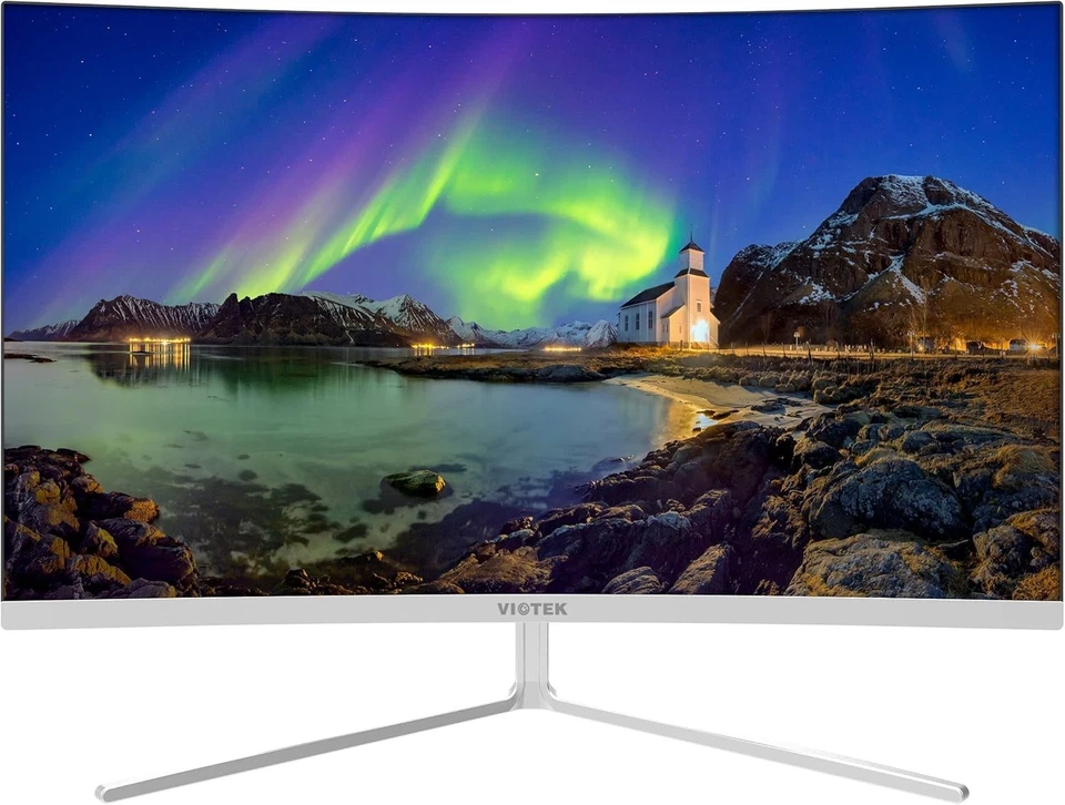 Viotek NB27CW 27-Inch LED Curved Gaming Monitor Adjustable Tilt Angle - White - Image 1 of 4