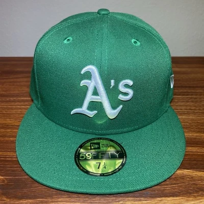 New Era Oakland Athletics A's 59Fifty Fitted Hat Size 7 1/4 MLB Green Cap NEW - Image 1 of 4