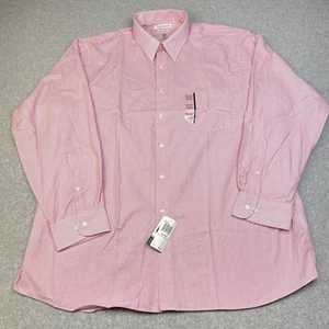NEW Van Heusen Button Dress Shirt Pink Striped Wrinkle Free 17 1/2 -34/35 - Picture 1 of 11