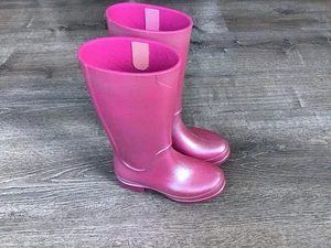 Crocs Girls J1 Pink Iridescent Rain Boots youth Girls Size 1 Wellington Boots - Picture 1 of 13