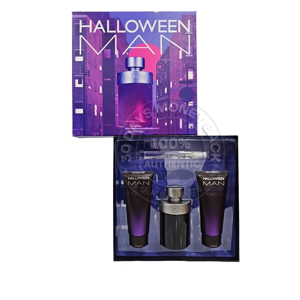 HALLOWEEN MAN by Halloween | Men's 4 Pc Gift Set 4.2 Oz. 0.34 Oz. EDT 3.4 S.Gel