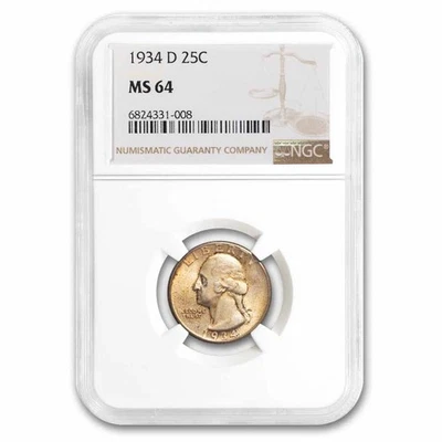 1934-D Washington Quarter MS-64 NGC (Toned) - Image 1 of 3
