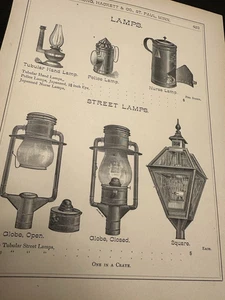Original Oil Lamp Page from 1883 Strong, Hackett & Co. Catalog - Picture 1 of 7