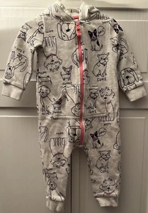 Carter's 12M White Long Sleeve Full Zip Hooded Dog One Piece - Picture 1 of 4
