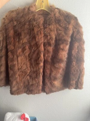 Beautiful Caramel Brown Vintage Rabbit Fur Shawl - Image 1 of 4