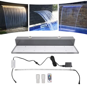 Fontana piscina esterna luce led multicolore giardino 7 colori cascata fuoriuscita - Foto 1 di 16