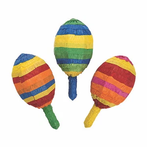 Mini Fiesta Maraca Pinata Decorations, Party Decor, 3 Pieces - Picture 1 of 2