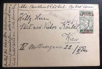 1919 Босния и Герцеговина цензура канцелярские товары открытка обложка в Вену Австрия - Изображение 1 из 2