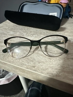 Gucci GG 0718O 004 Black Gold/Green Cat Eye Women's Eyeglasses - Image 1 of 4