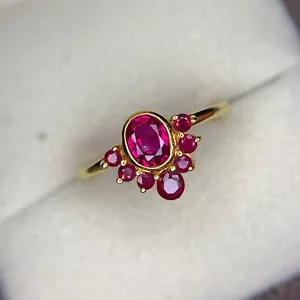 Natural No Heat Certified Burma Ruby In Designer Ladies 925 Sterling Silver Ring - Picture 1 of 11