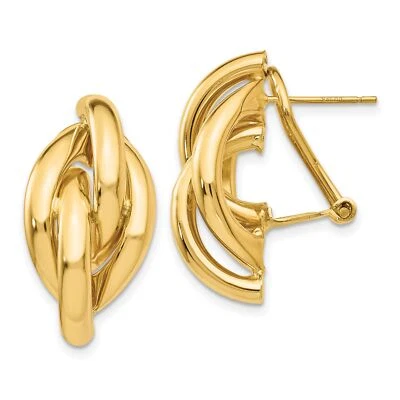 14k Yellow Gold Swirl Omega Back Post Earrings - Image 1 of 4