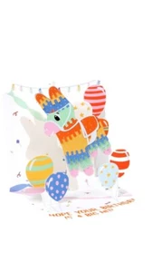 Tarjeta de felicitación de feliz cumpleaños emergente 3D con papel ~ piñata - Imagen 1 de 2