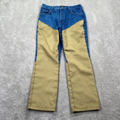 Винтажный рыжий двойной колена прямые штанины джинсовой ткани джинсы мужской размер 34 X 30 синий желтовато-коричневый - Изображение 1 из 4