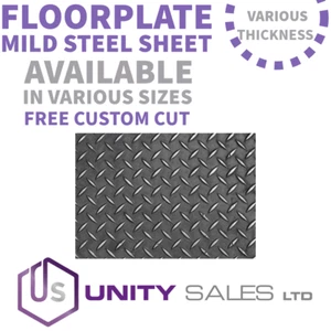 MILD STEEL FLOOR CHEQUER PLATE - VARIOUS SIZES & THICKNESS - FREE CUSTOM CUT - Picture 1 of 18