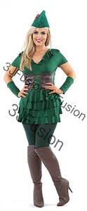 Ladies Adult Robin Hood Peter Pan Costume Sexy Fairytale Outfit FREE POST (Y) - Picture 1 of 9