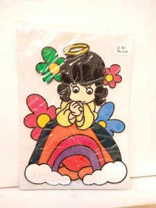 Calcomanía DE COLECCIÓN de la India Niña Ángel en un arco iris efecto vitral 10" - Imagen 1 de 6