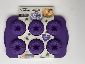 NEW Trudeau Donut Cupcake Spider Web 3D Pan Silicone  Mold Baking Pan Halloween - Picture 1 of 2