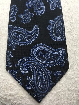 MEETING STREET MENS TIE BLACK WITH BLUE PAISLEY  3.75 X 59 NWOT  - Image 1 of 4