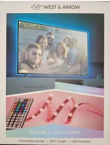 10 Ft LED Flexible RGB Strip Lights West & Arrow USB Powered Remote Control. NEW - Picture 1 of 6