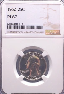 1962 Proof Washington Quarter NGC GRADED PF 67 - Beautiful! - Picture 1 of 3