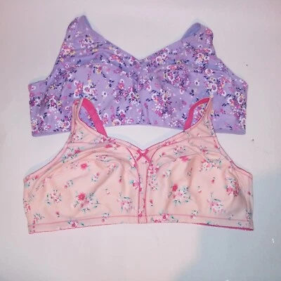 Set of 2 Comfort Choices Bra 54B Pink Purple Floral Full Coverage Wireless - Image 1 of 4