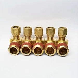 5pc New Parker brass compression 90° male elbow fitting 3/8 OD tube x 1/2 inc... - Picture 1 of 5