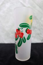 Vintage Federal Frosted Tom Collins Zombie Fruit Glass MCM 6.75 " Red Strawberry