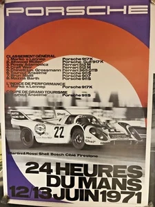AWESOME PORSCHE 24 HEURES DU MANS 12/12 JUIN 1971 POSTER - Picture 1 of 3