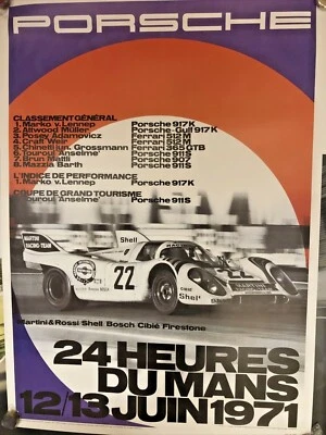 AWESOME PORSCHE 24 HEURES DU MANS 12/12 JUIN 1971 POSTER - Image 1 of 3