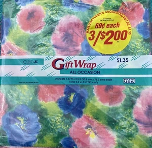 New Vintage Cleo Any Occasions Floral Gift Wrapping Paper - Picture 1 of 2