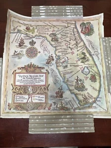 1969 VACATION TREASURE MAP FOR FLORIDA EXPLORERS (17X17") #2 - Picture 1 of 6