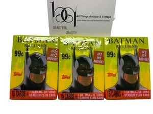1991 Batman Returns Original Topps 3 Sealed Packets Of 15 Movie Collector Cards - Imagen 1 de 4
