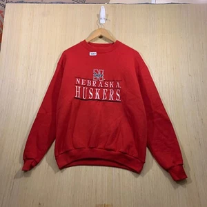 Vintage Nebraska Huskers Sweater Adult Medium Red Long Sleeve Men's 90s - Picture 1 of 12