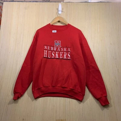 Vintage Nebraska Huskers Sweater Adult Medium Red Long Sleeve Men's 90s - Image 1 of 4