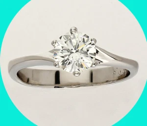 REDUCED 20% - VVS Diamond solitaire engagement ring 18K WG round .50CT Size 3.25 - Picture 1 of 9