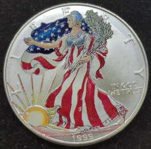 1999 Colorized American Silver Eagle 1 oz Coin (J6) - Picture 1 of 2