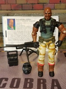 GI JOE ~ 2004 ROADBLOCK ~ ANTI VENOM TEAM ~ HEAVY MACHINE GUNNER 100% &card 1984