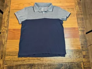 Polo Goodfellow grande colore a blocchi da uomo grande grigio e blu navy manica corta - Foto 1 di 5
