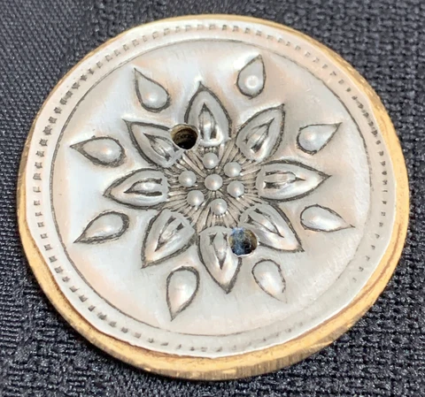 Antique 18th Century French Handmade Silver Button w Wood Back Civilian Military Cover