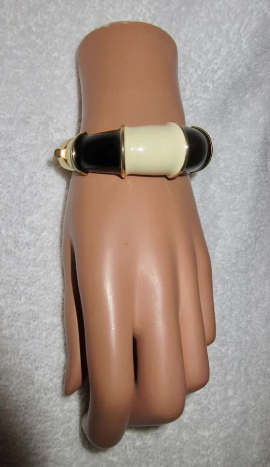 Brazalete Brazalete Camarón K.J.L Lane Años 60 Negro Blanco Bloque de Color Sin Firmar ¡Excelente! Foto 1 de 4