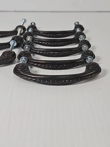 Lot of 8 drawer cabinet pulls handles Brass metal Braid. 3¾ " - Picture 1 of 7