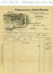 Dépt 80 - Amiens 1 Rue des Crignons - Belle Entête d'une Manufacture 09/09/1927 - Bild 1 von 1