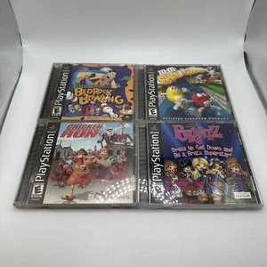 PlayStation 1 Bundle Of 4 - BRATZ, M&M, Chicken Run, Flintstons - See Details - Picture 1 of 4