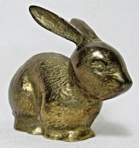 Vintage 70er Jahre massiv schwer Messing Hase Kaninchen Ostern Figur Briefbeschwerer - Bild 1 von 9