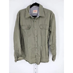 Wrangler Men's Green Cotton Long Sleeve Casual Button Down Shirt Size L - Picture 1 of 5
