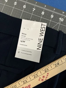 Pantaloni eleganti skinny Nine West Mid-Rise taglia 16W blu navy scolpiti elasticizzati - nuovi - Foto 1 di 11