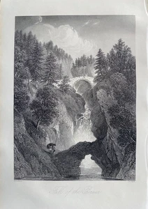 1857 Antique Print; Falls of the Bruar, Perthshire after A. Donaldson - Picture 1 of 2