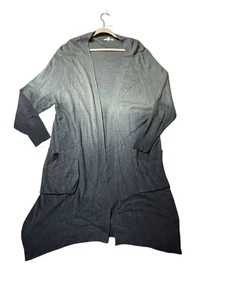 Very J Damen Long Ombre Grau Schwarz Vorne Offen Cardigan Pullover L Taschen - Bild 1 von 6